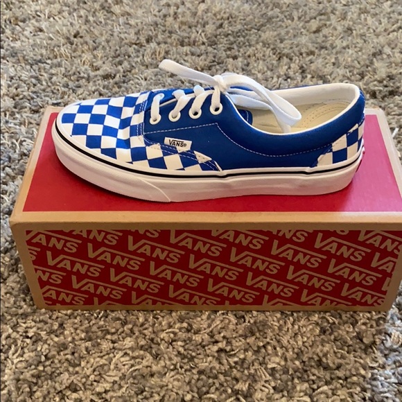 royal blue checkered vans